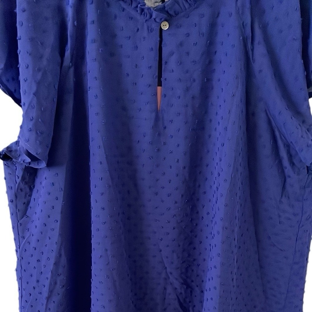 Andree By Unit Women's Blue Eyelet Button Keyhole Sleeveless Top Size 2X - Picture 3 of 7